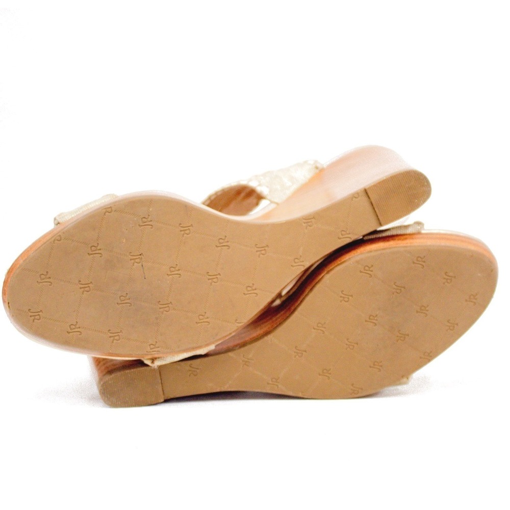 Jack Rogers Vanessa Leather Sandals Signature Gold & Beige, Sz 10 - Picture 9 of 10